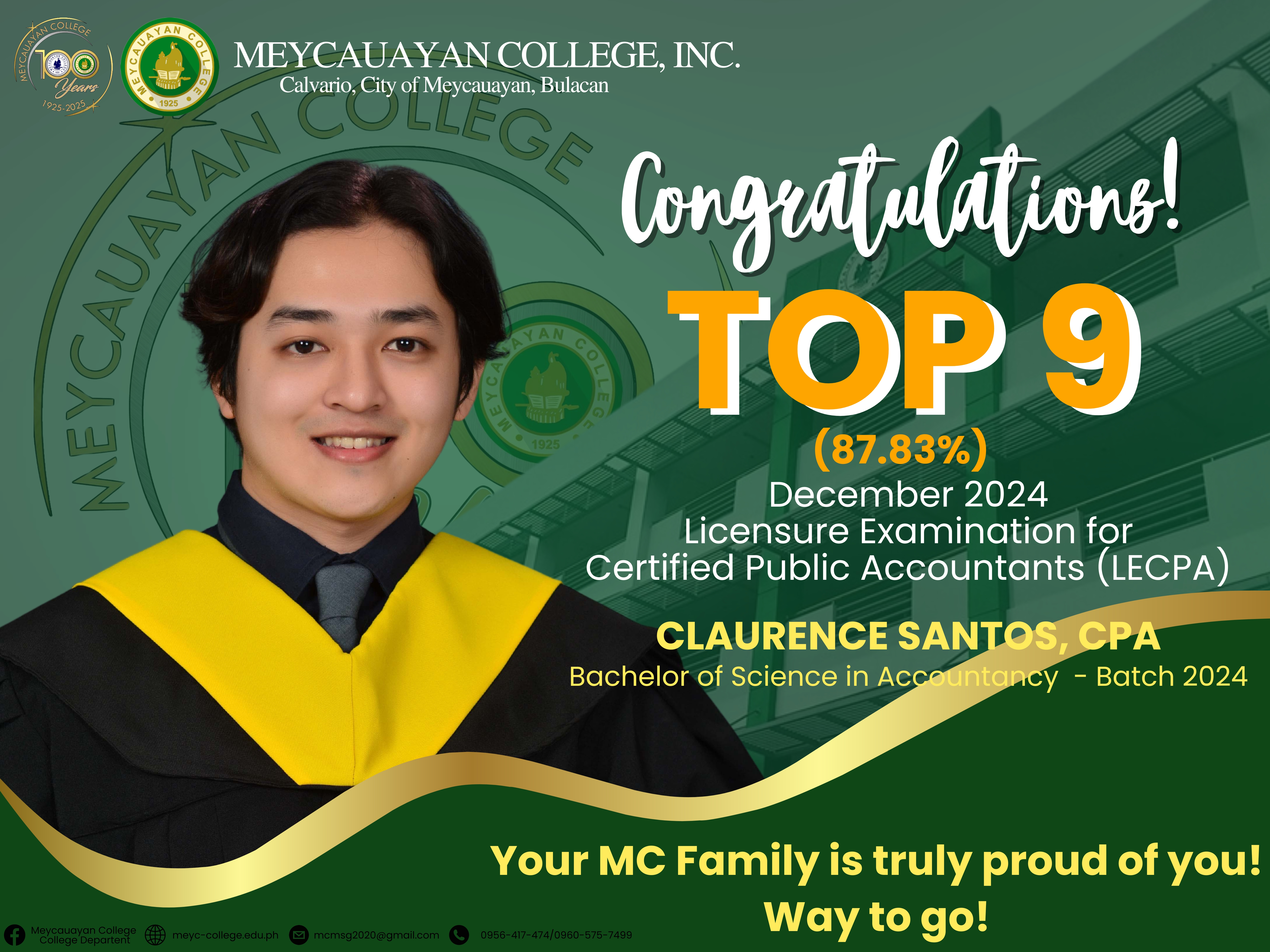 MCian Alumnus achieves ‘Top 9’ spot at December 2024 LECPA