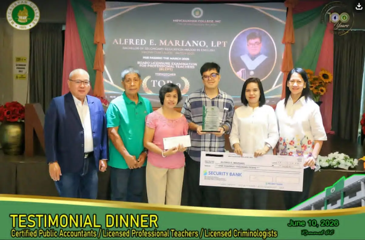 Meycauayan College Honors BLEPT Topnotcher with ₱100,000 Cash Incentive